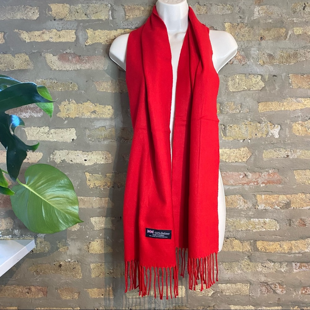 100% CASHMERE RED SCARF